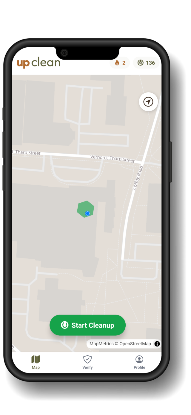App screenshot of the live map