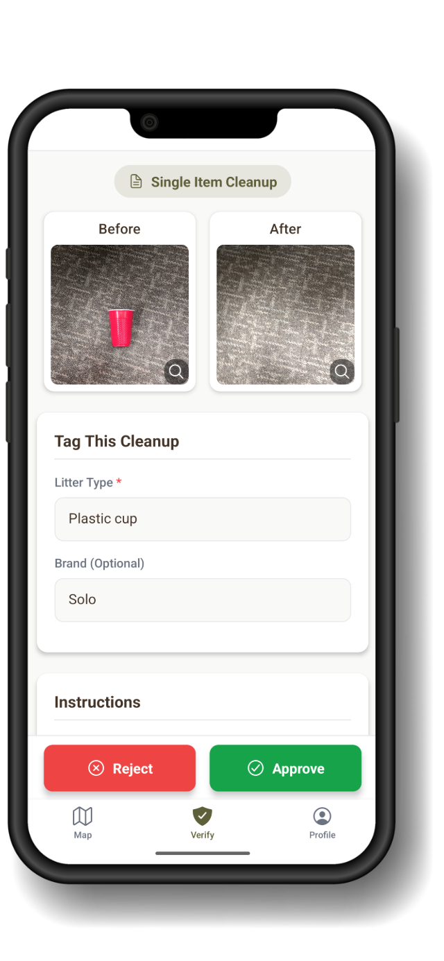 App screenshot of verification process